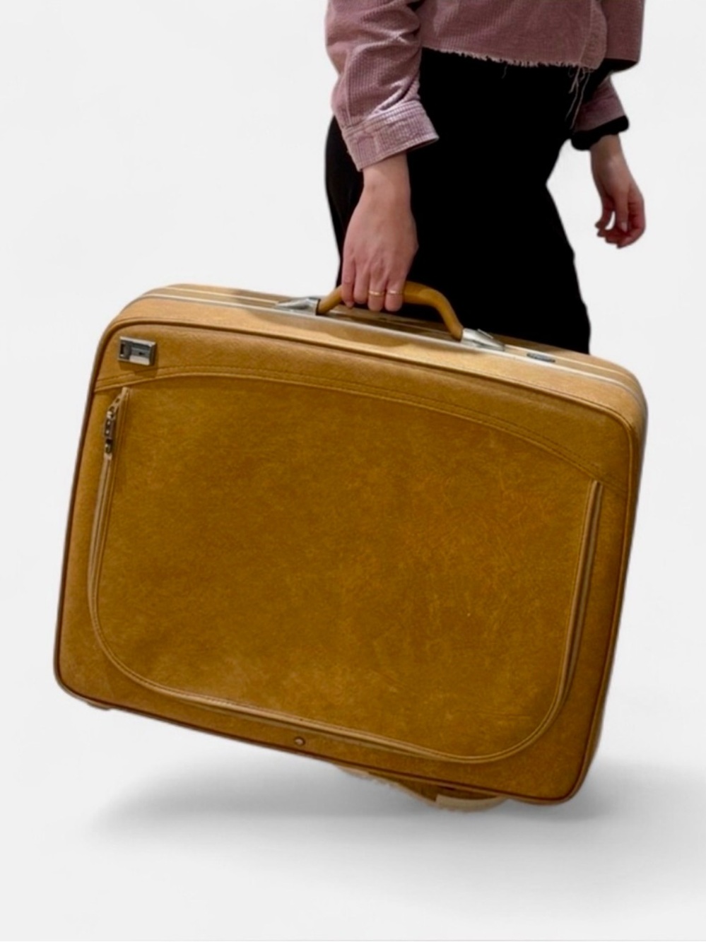 Vintage Rare 1950s DIONITE Large Leather Luggage Suit Case